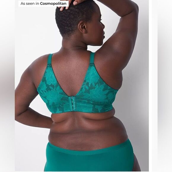 INVISIBLE LACE BACK SMOOTHER LIGHTLY LINED GREEN BALCONETTE CACIQUE BRA 40DDD - Picture 2 of 8